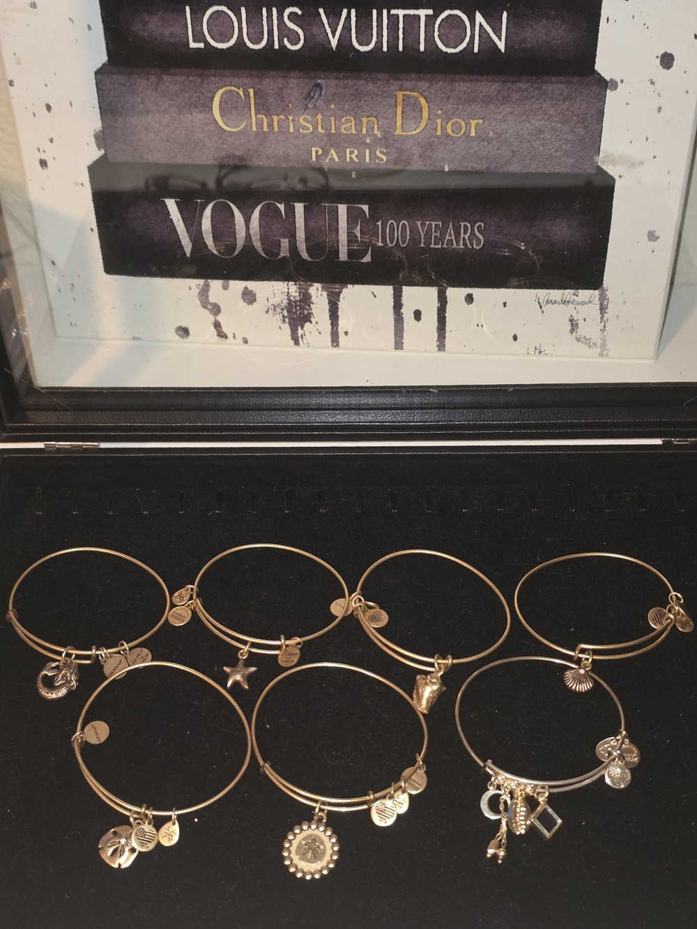 Alex and Ani Gold-Tone Ocean/Beach Theme Charm Bangle Bracelet Set - 7 Pieces